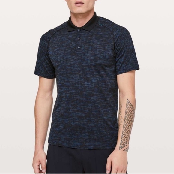 Lululemon Metal Vent Blue Short Sleeve Polo Shirt - Picture 1 of 8